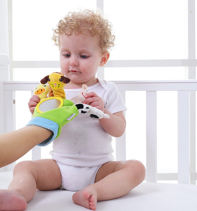 Marioneta de mano para bebé, juguetes de peluche de 0 a 1 año, marioneta de dedo de tela para bebé, juego de guante de marioneta de mano de animal recién nacido