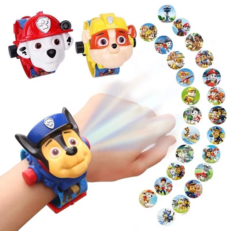 Juguetes De La Patrulla Canina, reloj Digital con proyección 3D,  modelo de figuras de acción de Anime, juguete Marshall Chase, conjunto de regalo para niños